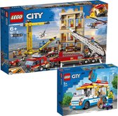 LEGO City Bundel - LEGO City 60216 Brandweerkazerne in de stad + LEGO City 60253 IJswagen
