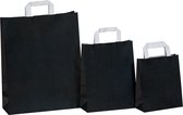50 sacs de transporteur / Sacs de transport en papier noirs en papier kraft avec des oreilles plates 18x8x22cm