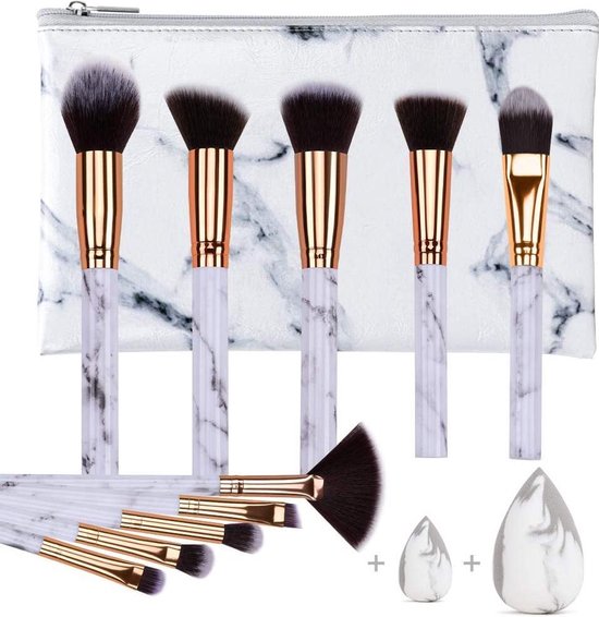 poll Dag circulatie Make-upborstels Professionele marmeren make-up borstel set, kwastenset,  zachte en... | bol.com