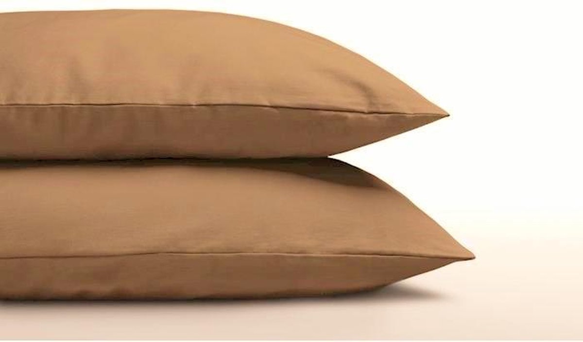 Set van 2 taupe kleurige (licht bruin) kussenslopen (kussensloop) KATOEN voor hoofdkussen van 60 x 70 cm (op het bed, beddengoed cadeau idee!)