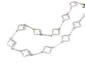 model 10 Fiori collier in zilver witte klavers