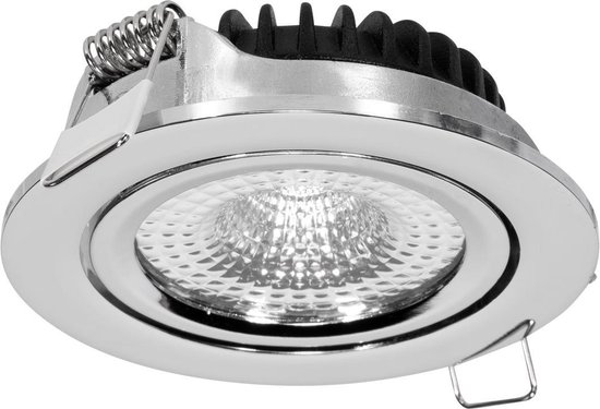 Ledmatters - Inbouwspot Chroom - Dimbaar - 5 watt - 510 Lumen - 2700 Kelvin - Warm wit licht - IP44 Badkamerverlichting