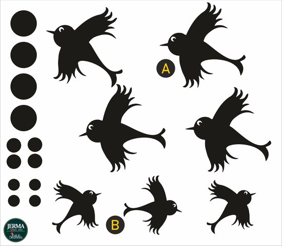 hefboom Zuigeling Nadeel Vogelbescherming stickers set van 7 vogelstickers samen met 12 cirkels  zwart. | bol.com