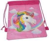 Gymtas Unicorn - Eenhoorn - Rainbow - Regenboog - - prinsesje - emoji tas - Tas - Rugzak - Gymtas - Kinderrugzak - 34cm x 41cm - Roze - meisjes gymtas - Pink