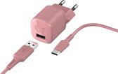 Fresh 'n Rebel - 12W USB-A Mini Fast Charger + 1.5M USB-C Cable - Dusty Pink