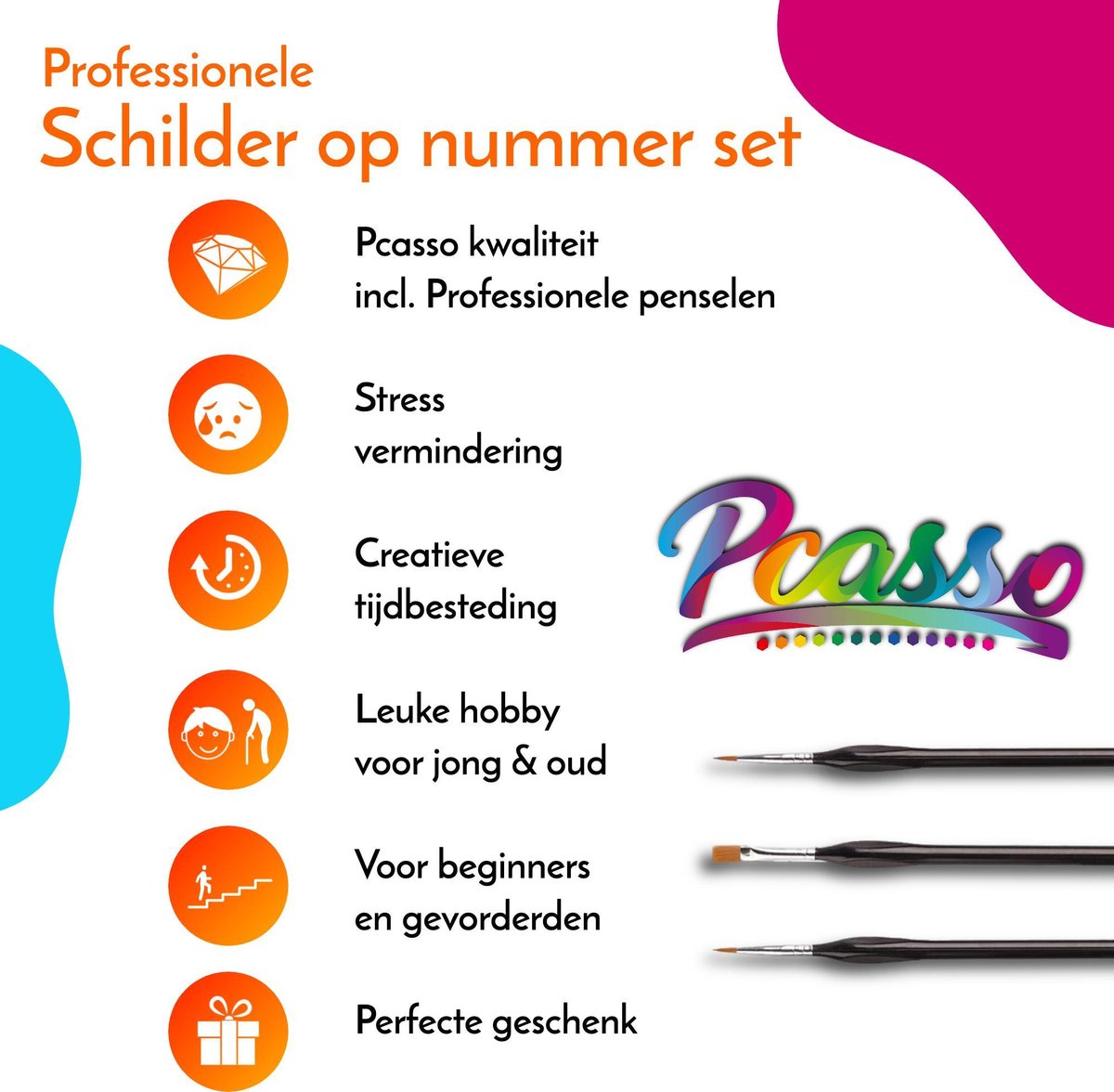 Pcasso ® Luipaard Liggend - Schilderen Op Nummer – Incl. 3 Penselen En Geschenkverpakking - Schilderen Op Nummer Volwassenen & Kinderen – Canvas Schilderdoek – Kleuren Op Nummer - 40x50 cm — afbeelding 6