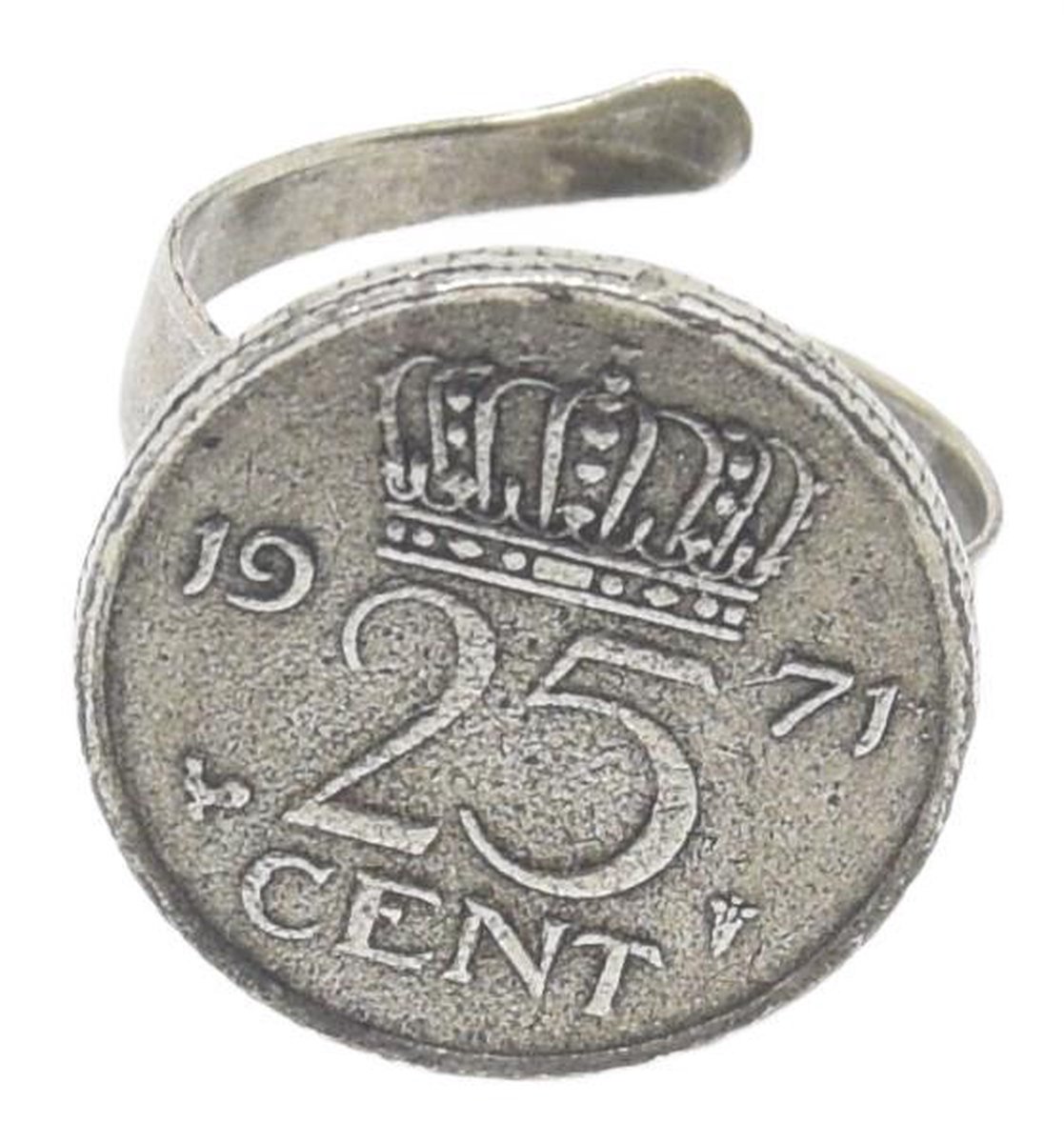 Ring gulden kwartje 25 cent jaartal 1971 verzilverd