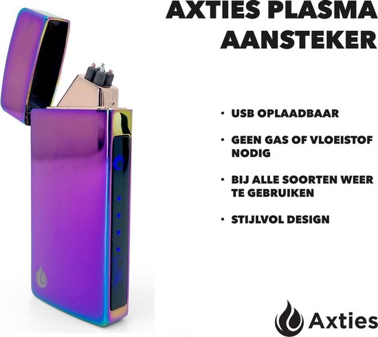 Axties® Elektrische Plasma aansteker - USB Oplaadbaar - Wind Bestendig - Regenboog - Axties
