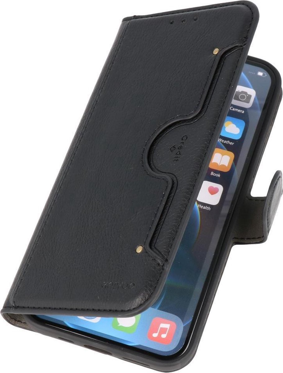 Kaarthouder Portemonnee Book Case Hoesje iPhone 12 - 12 Pro - Zwart