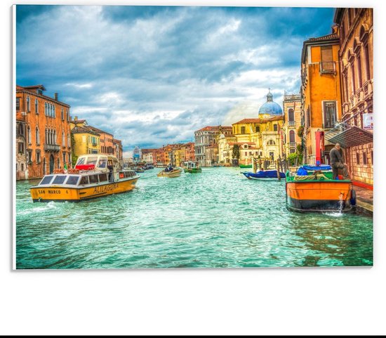 Forex - Schilderij van Bootjes in Venetië  - 40x30cm Foto op Forex