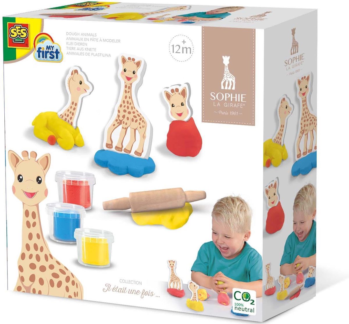 SES - Sophie la Girafe - Klei dieren - 3 kleuren klei - 6 figuren van foam  - inclusief... | bol.com