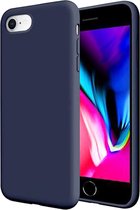 iPhone 7 hoesje donker blauw - iPhone 8 hoesje blauw - iPhone se 2020 hoesje blauw siliconen case hoes cover - - iPhone se 3 (2022) hoesje blauw