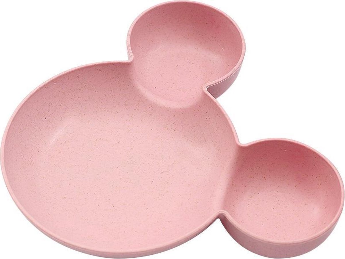 Goedkoopste Mickey Mouse Kinderservies-Baby Bord-Kinderbordje-Duurzaam-Eco Friendly-Tarwe-Roze-1 stuk