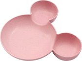 Mickey Mouse Kinderservies-Baby Bord-Kinderbordje-Duurzaam-Eco Friendly-Tarwe-Roze-1 stuk
