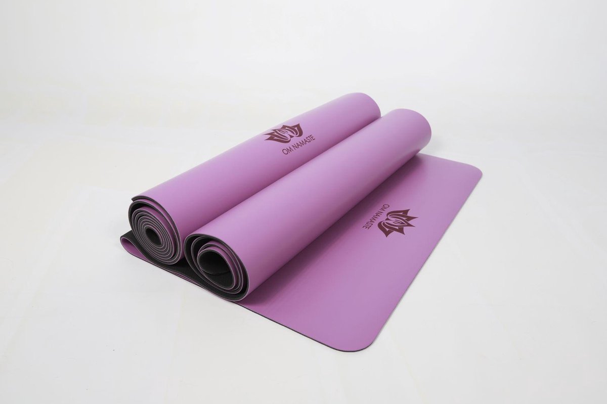 Om Namaste PU rubber Yogamat - mat voor yoga en fitness - licht paars - lila