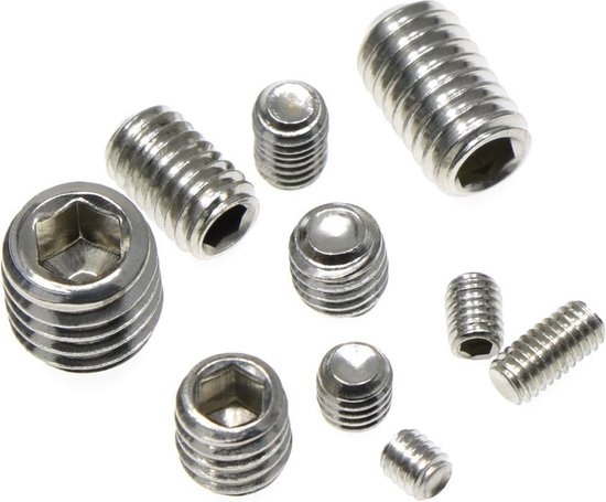 MMOBIEL 200 pièces Jeu de vis pour clé Allen DIN916 en acier inoxydable M3 M4 M5 M6 M8