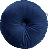 Dutch Decor - OLLY - Sierkussen rond velvet 40 cm - Insignia Blue - donkerblauw