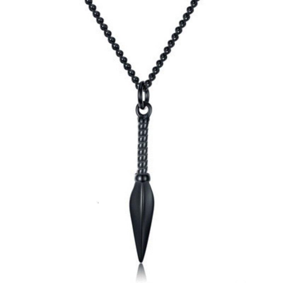 Speerpunt Heren Ketting met Hanger Goud Zwart - Kettingen - Papa Cadeau Voor Mannen - Vaderdag