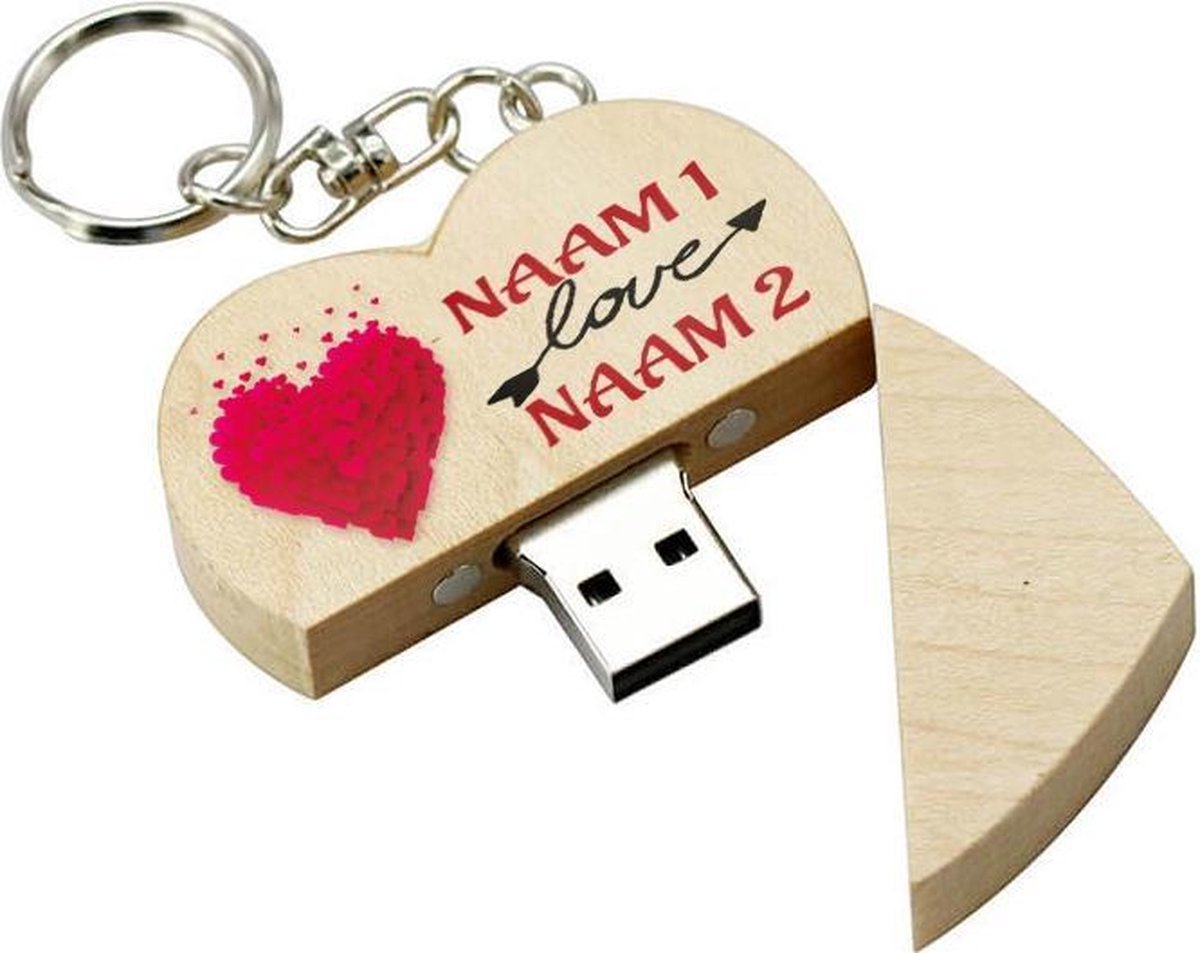 10 Pièces Clé USB 3.0 64 Go Coeur en Bois avec Boite Cadeau pour Saint Valentin et Mariage A Plus 