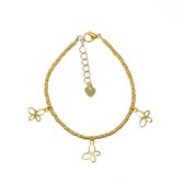 Armband met vlinders - Goud - 16 cm