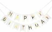 XL Happy Birthday Slinger Wit & Goud - Verjaardag Versiering - Decoratie