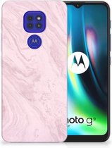 Smartphone hoesje Motorola Moto G9 Play | E7 Plus Leuk Hoesje Marble Pink