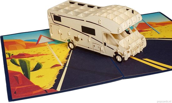 Popcards popupkaarten – Alkoof Camper vrijheid vakantie kamperen caravan pensioen pop-up kaart wenskaart