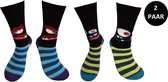Verjaardag cadeau - 2 paar - Monster - - Sokken - Leuke sokken - Vrolijke sokken - Luckyday Socks - Sokken met tekst - Aparte Sokken - Socks waar je Happy van wordt - Maat 36-41