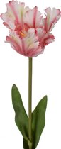 Viv! Home Luxuries Tulp Papegaai - zijden bloem - roze wit - Topkwaliteit