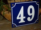 Emaille huisnummer 18x15 blauw/wit nr. 49