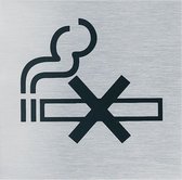 Roken verboden sticker, edelstaal pictogram 70 x 70 mm