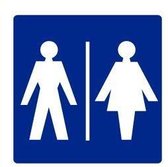 Gezamenlijk toilet sticker, blauw 150 x 150 mm