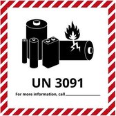 UN3091 sticker lithium-metal batterijen 200 x 200 mm