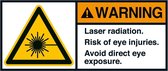 Warning Laser radiation sticker, ANSI, 2 per vel 45 x 100 mm
