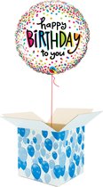 Helium Ballon Verjaardag gevuld met helium - Confetti dots - Cadeauverpakking - Happy Birthday - Folieballon - Helium ballonnen verjaardag