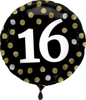 Folat - Folieballon Glossy Black 16 jaar - 45 cm