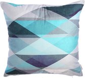 WOONENZO - Sierkussen 45x45 - ruit - sierkussen blauw
