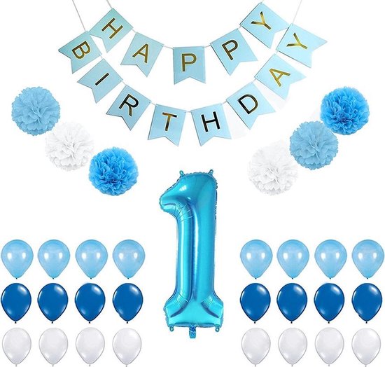 ontwikkeling gebruiker Ik denk dat ik ziek ben Verjaardag Versiering Jongen 1 Jaar - Ballonnen - Slingers - Feestpakket  XXL - 32-delig | bol.com