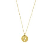 Letter ketting coin - initiaal V - Goud - 40 cm