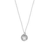 Letter ketting coin - initiaal W - Zilver - 40 cm