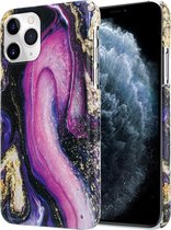 ShieldCase Marmeren patroon geschikt voor Apple iPhone 11 Pro Max hoesje - paars- Hardcase hoesje marmer look - Paars kleurig telefoonhoesje marmeren uitstraling - Book Case - Backcover beschermhoesje met patroon
