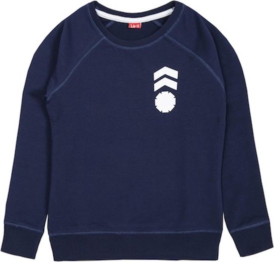 La V jongens sweatshirt met logo op borst bedrukt donkerblauw 140-146