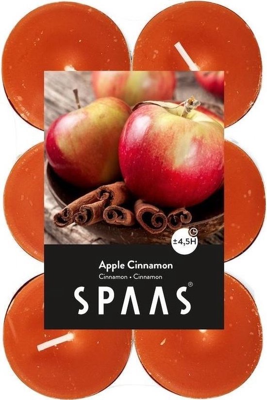 48x Geurtheelichtjes Apple Cinnamon 4,5 branduren - Geurkaarsen appel/kaneel geur - Waxinelichtjes