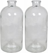 Set van 3x stuks glazen vaas/vazen 1600 ml met smalle hals 11 x 20 cm - 2000 ml - Bloemenvazen van glas