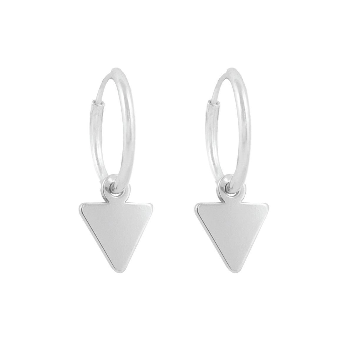 Oorringen met driehoek | Oorbellen 925 zilver | 11 mm