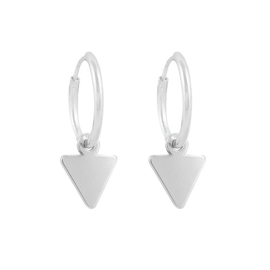 Oorringen met driehoek | Oorbellen 925 zilver | 11 mm