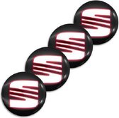 Set van 4 Seat stickers zwart 57mm - Velgen - Winterbanden - Velg - All season banden - Naafdoppen -Naafkappen -Ontvochtiger - Ruitenkrabber - Vorst - Regen - stickers - logo - emb