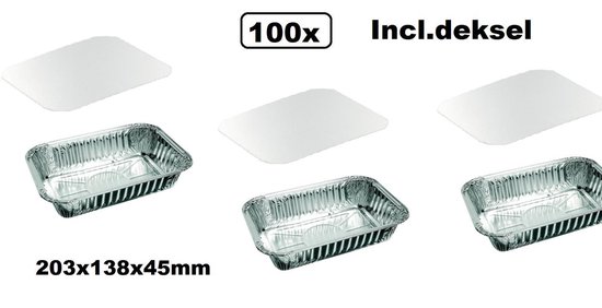 Voornaamwoord hoed Geestig 100x Aluminium bakje met deksel 850 ml 203x138x45mm - Lasagna shoarma  kapsalon take... | bol.com