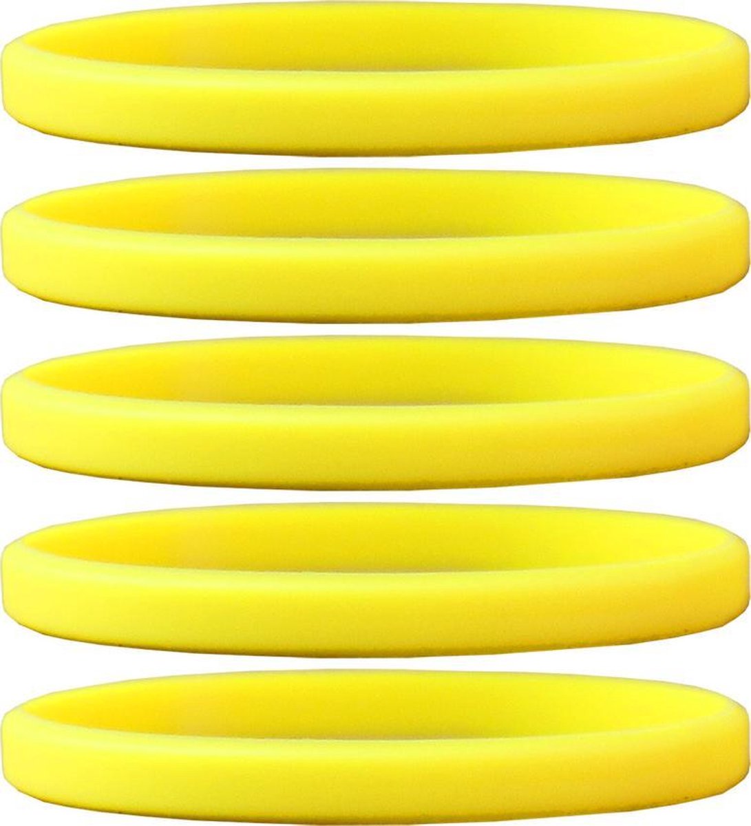 Dinilu - 60 x Smalle Siliconen Armbanden Geel - voor volwassenen