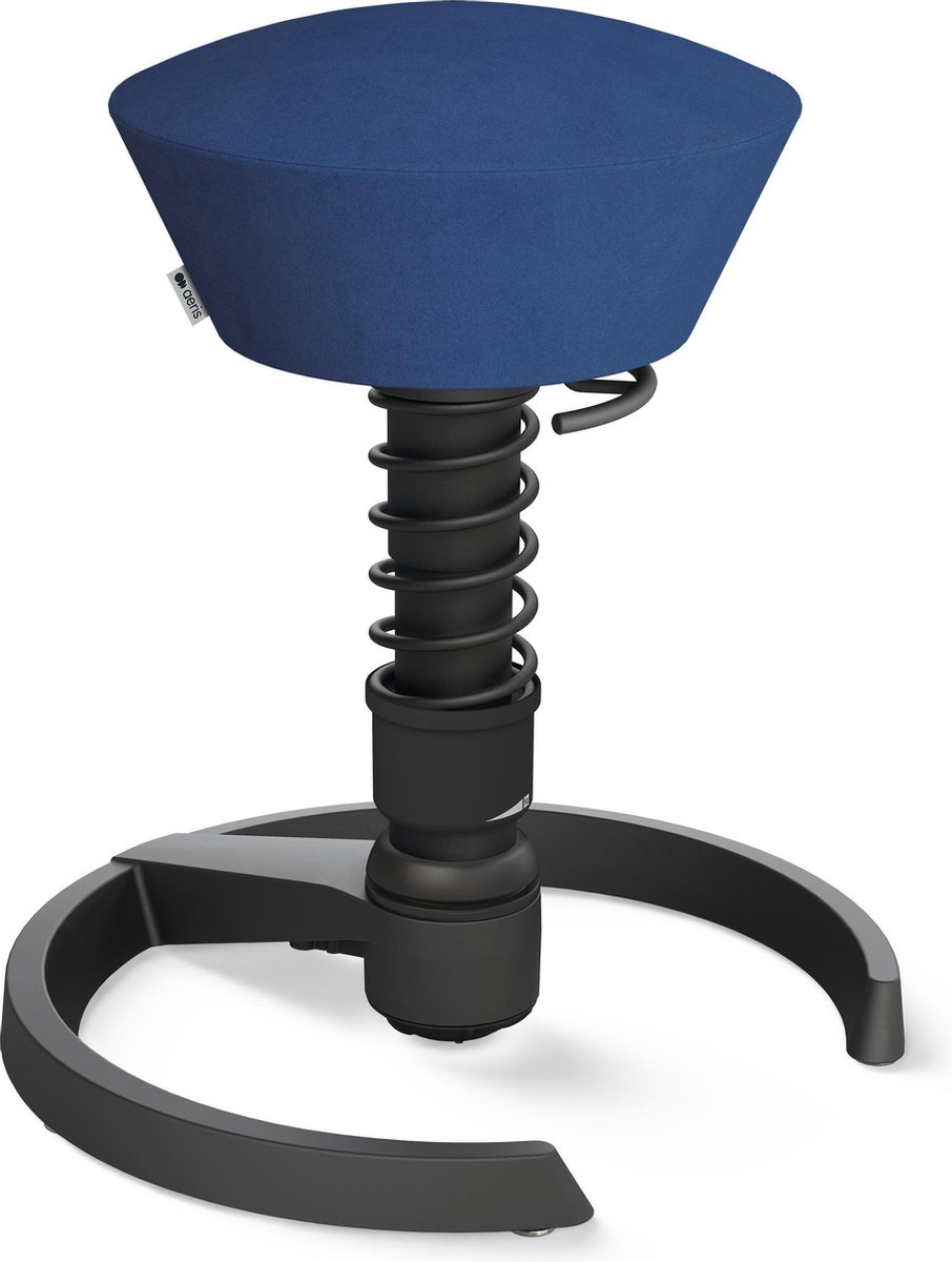 Aeris Swopper Comfort - Ergonomische bureaustoel - met gliders - blauwe zitting - microvezel - zwart frame - zwarte veer
